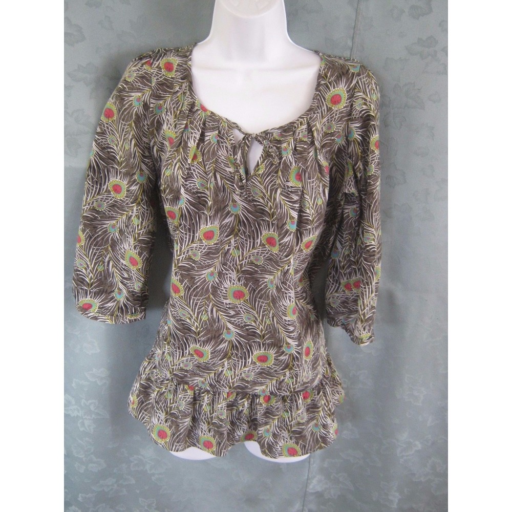 Liberty of London for Target Tunic Top Size Medium Peacock Feather Print Blouse